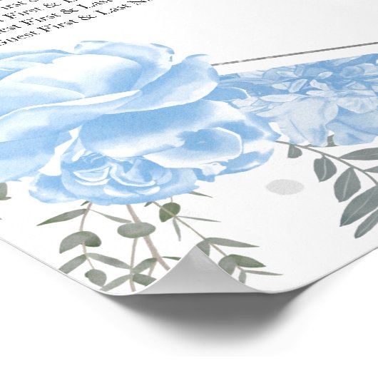 Quinceanera Seating Chart signieren Blaue Schmette Poster (Ecke)