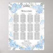 Quinceanera Seating Chart signieren Blaue Schmette Poster (Vorne)
