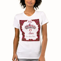 Quinceañera Shirt mit Tiara, Rote Rosen & Mis 15 A