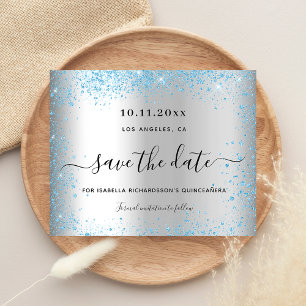 Quinceanera silber blau Budget Save-the-Date Flyer