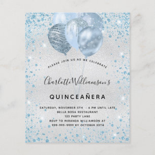 Quinceanera silber-blauer Glitter-Einladung zum gü Flyer