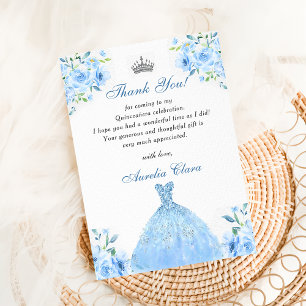 Quinceanera Silber Blaues Blumenkleid Danksagungsk Einladung