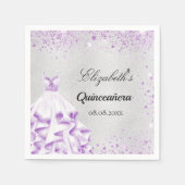 Quinceanera Silber lila Glitzer Kleid Serviette (Vorderseite)