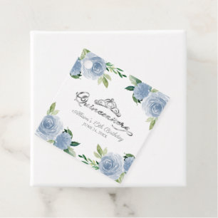 Quinceanera Silber-Tiara Hellblau floral Geschenkanhänger