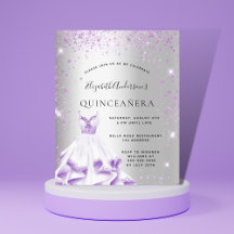 Quinceanera silber violett Kleid Glitter