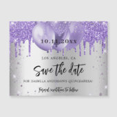 Quinceanera silber violett speichern Datums Magnet (Vorderseite)