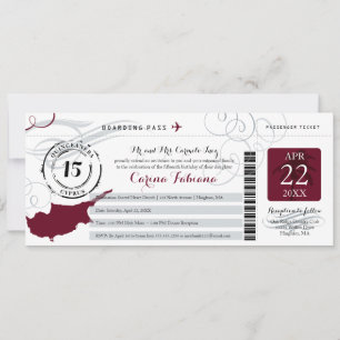 Quinceanera Silbergrau und Burgund CYPERN Einladung