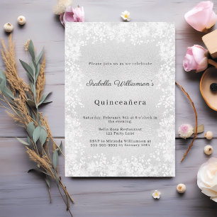 Quinceanera silberne Schneeflocken elegante Party Einladung