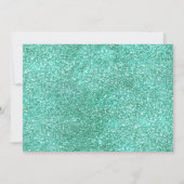 Quinceanera Silver Aqua Dress on Silver Aquamarine Einladung (Rückseite)