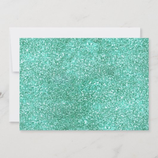 Quinceanera Silver Aqua Dress on Silver Aquamarine Einladung (Rückseite)