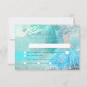 Quinceanera Silver Aqua Glitzer RSVP-Karte Einladung (Rückseite)