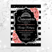 Quinceanera - Silver Black Blush Pink Einladung