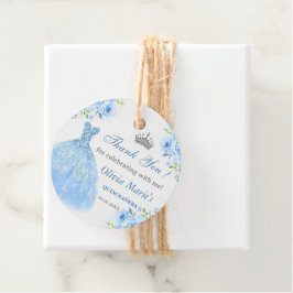 Quinceanera Silver Blue Floral Gown Geschenkanhänger