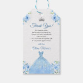 Quinceanera Silver Blue Floral Gown Geschenkanhänger (Vorderseite)