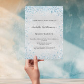 Quinceanera silver blue glitter winter party einladung