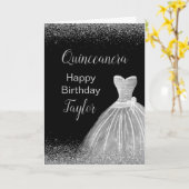 Quinceanera Silver Dress Imitate Glitzer Karte (Gelbe Blume)