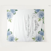 Quinceanera Silver Foil Tiara Blauer Hintergrund Wandteppich (Vorderseite (Horizontal))