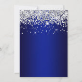 Quinceañera Silver Glitter Royal Blue Navy Ombre Einladung (Rückseite)