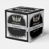Quinceanera Silver Glitzer Gold Crown Fevor Box Geschenkschachtel (Rückseite)