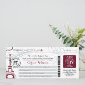 Quinceanera Silver Gray und Burgund | Paris Einladung (Stehend Vorderseite)