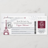 Quinceanera Silver Gray und Burgund | Paris Einladung (Vorderseite)