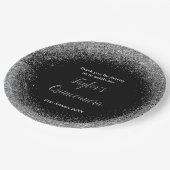 Quinceanera Silver Imitats Glitzer Pappteller (Schrägansicht)