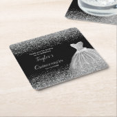 Quinceanera Silver Imitats Glitzer Rechteckiger Pappuntersetzer (angewinkelt)