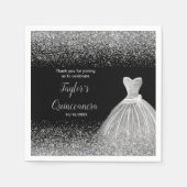 Quinceanera Silver Imitats Glitzer Serviette (Vorderseite)