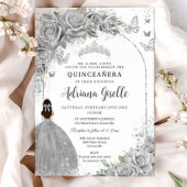 Quinceañera Silver Rose Blumenkleid P Einladung