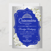 Quinceanera - Silver Royal Blue Einladung (Vorderseite)