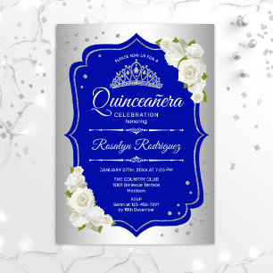 Quinceanera - Silver Royal Blue Einladung