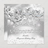 Quinceanera Silver Sparkle Masquerade Party 2 Einladung (Vorne/Hinten)