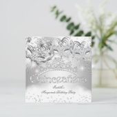 Quinceanera Silver Sparkle Masquerade Party 2 Einladung (Stehend Vorderseite)