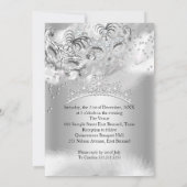 Quinceanera Silver Sparkle Masquerade Party Einladung (Rückseite)