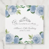 Quinceanera Silver Tiara Light Blue Floral Geschenkanhänger (Vorderseite)