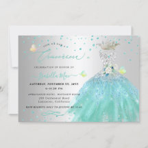 Quinceanera Silver Turquoise Quinceanera Kleid