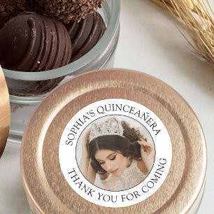 Quinceañera Simple Foto Black and White Vielen Dan Runder Aufkleber