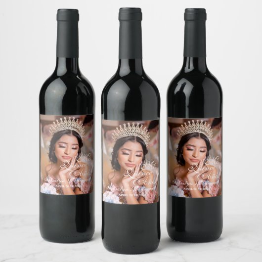 Quinceanera Skript Foto 15. Geburtstag Weinetikett (Flaschen)