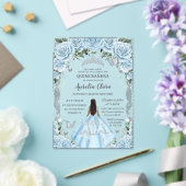 Quinceañera Sky Blues Dress Tan Princess Acryleinladungen (In Situ (Hochzeit))