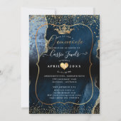 Quinceanera Slate Blue Agate Imitate Goldstaub Einladung (Rückseite)