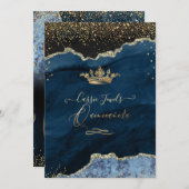 Quinceanera Slate Blue Agate Imitate Goldstaub Einladung (Vorne/Hinten)