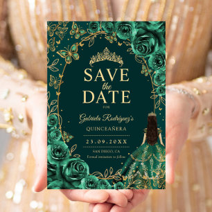 Quinceanera Smaragdgrün Gold Save The Date