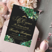 Quinceañera Smaragdgrün Lux Botanisch Einladung
