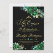Quinceañera Smaragdgrün Lux Botanisch Einladung (Vorderseite)