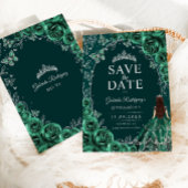 Quinceanera Smaragdgrün Silber Save The Date