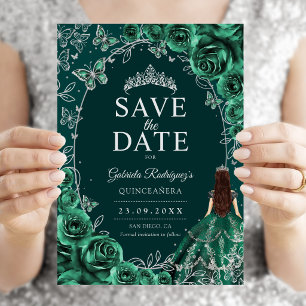 Quinceanera Smaragdgrün Silber Save The Date