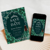 Quinceanera Smaragdgrün Silber Save The Date