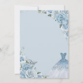 Quinceañera Soft Baby Blue Floral Rose Kleidung Go Einladung (Rückseite)