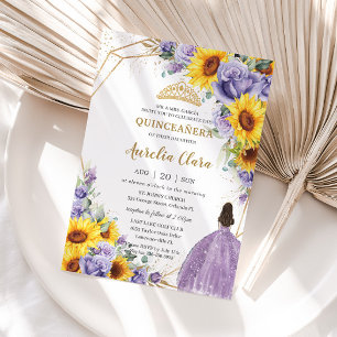 Quinceanera Sonnenblume Lila Lavendel Blütengold Einladung