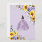 Quinceanera Sonnenblume Lila Lavendel Blütengold Einladung (Rückseite)